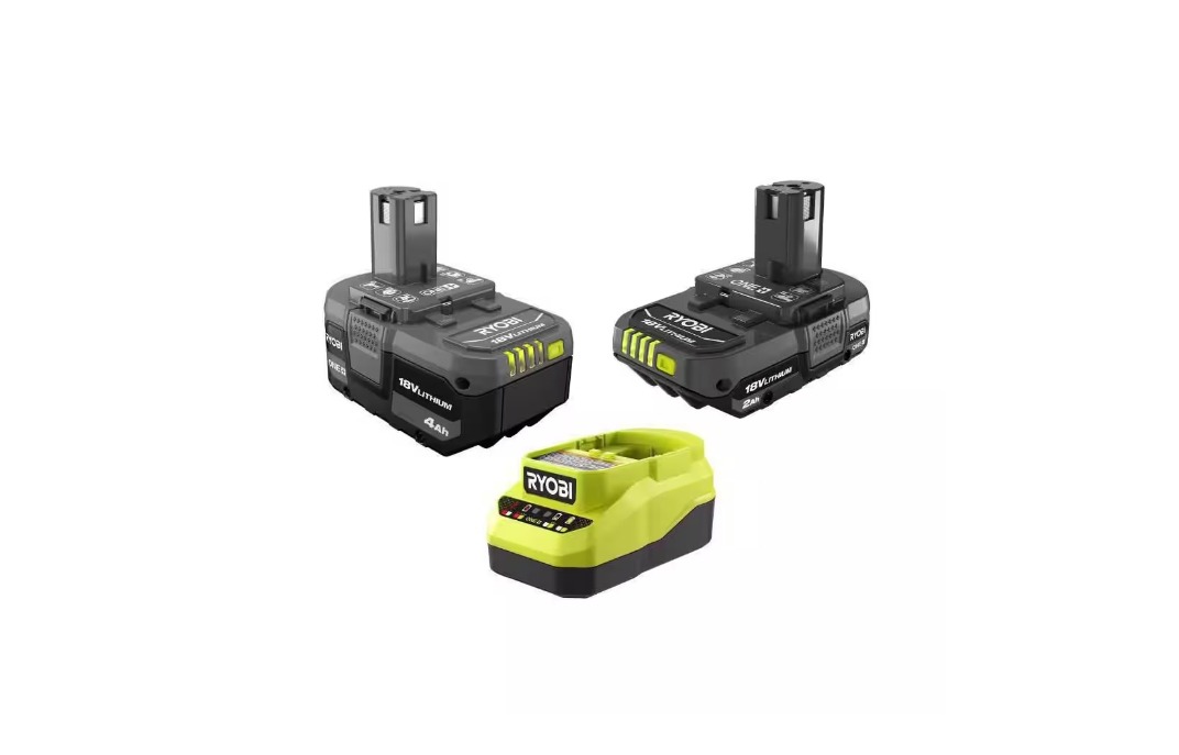 RYOBI ONE+ 18V Lithium-Ion Starter Kit with 2.0 Ah Battery, 4.0 Ah Battery, and Charger