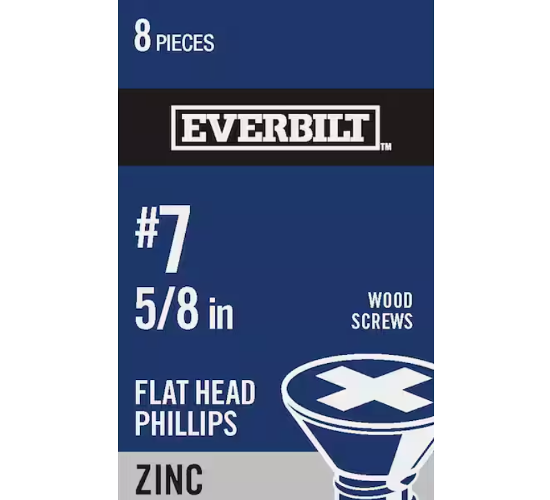 Everbilt #7 x 5/8 in. Zinc Plated Phillips Flat Head Wood Screw (8-Pack)