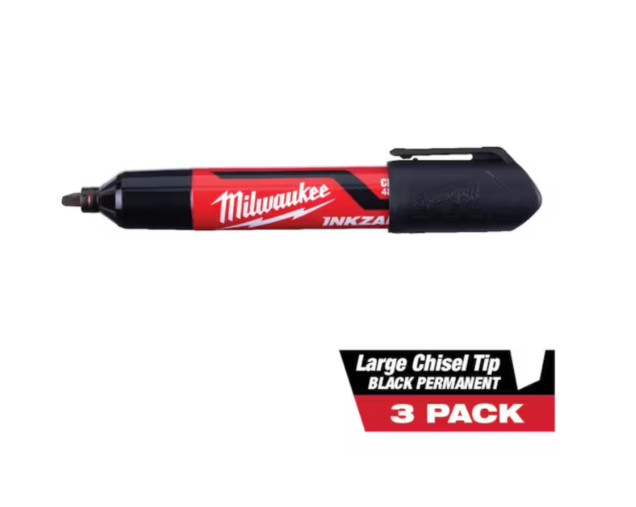Milwaukee INKZALL Black Large Chisel Tip Jobsite Permanent Marker (3-Pack)