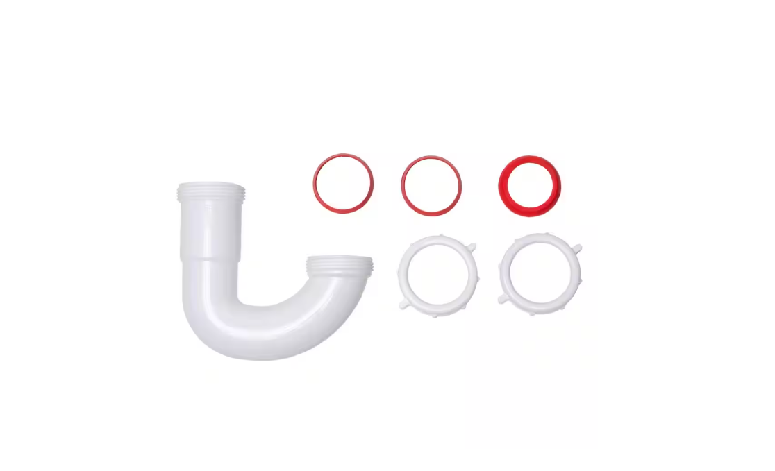 Oatey 1-1/2 in. White Plastic Threaded-Joint Sink J-Bend Drain