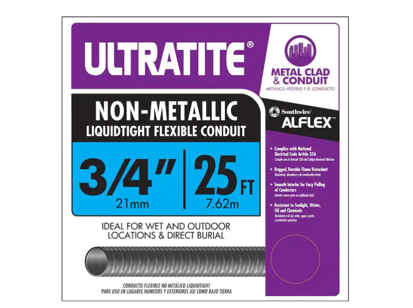 Southwire 3/4 in. x 25 ft. Ultratite Liquidtight Flexible Non-Metallic PVC Conduit