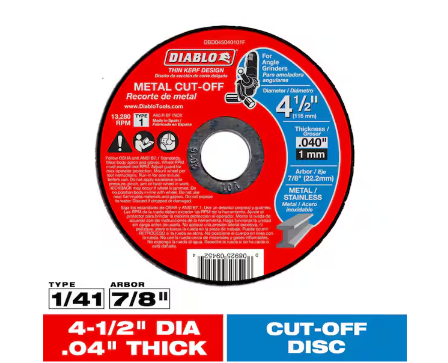 DIABLO 4-1/2 in. x 0.040 in. x 7/8 in. Thin Kerf Metal Cut-Off Disc