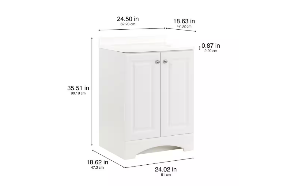 Glacier Bay 25 in. Single Sink White Bath Vanity with Cultured Marble Top (Assembled)