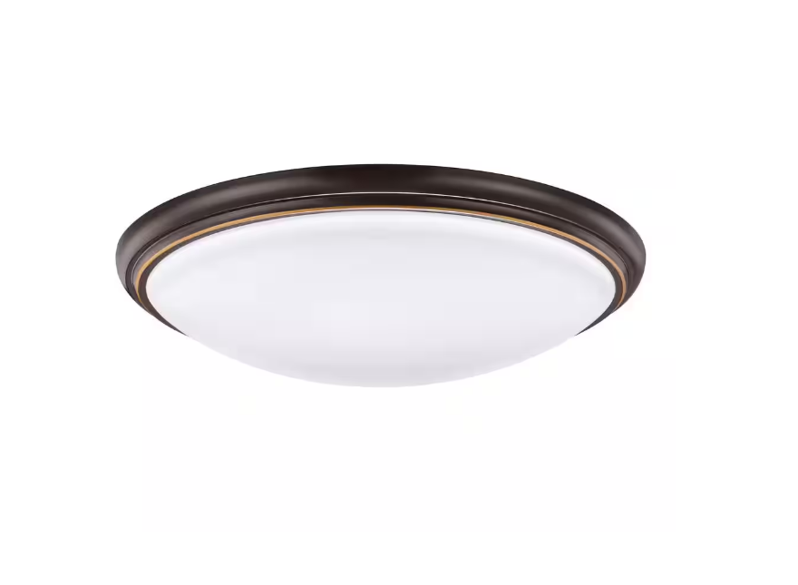 Commercial Electric 12 in. Light Brushed Nickel and Oil-Rubbed Bronze Adjustable CCT Integrated LED Flush Mount with Interchangeable Trim