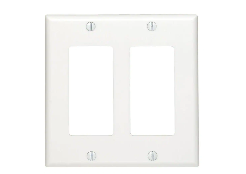 Leviton 2-Gang White Decora/Rocker Plastic Standard Wall Plate (1-Pack) 80409-W
