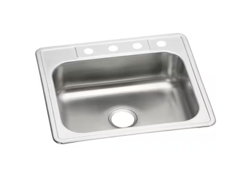 Glacier Bay 25 in. Drop in Single Bowl 22 Gauge Stainless Steel Kitchen Sink