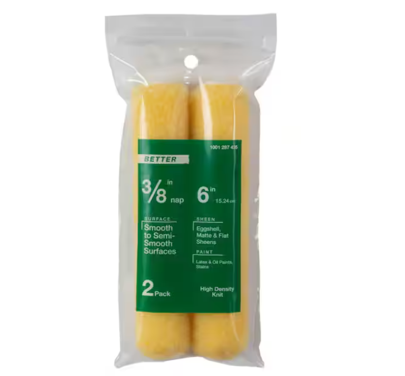 6 in. x 3/8 in. High-Density Polyester Knit Mini Paint Roller (2-Pack)