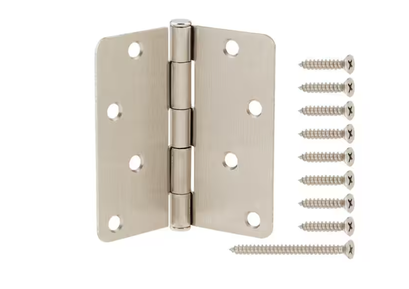 Everbilt 4 in. x 1/4 in. Radius Satin Nickel Squeak-Free Door Hinge