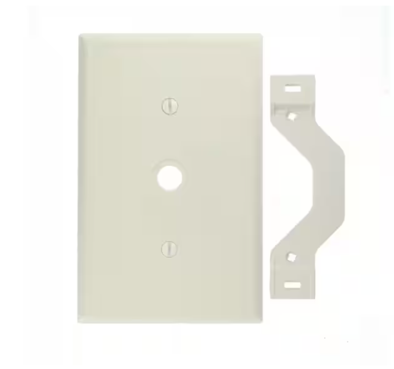 Leviton 1-Gang White 0.406 in. Phone/Cable Nylon Midway/Midsize Wall Plate (1-Pack) PJ11-W