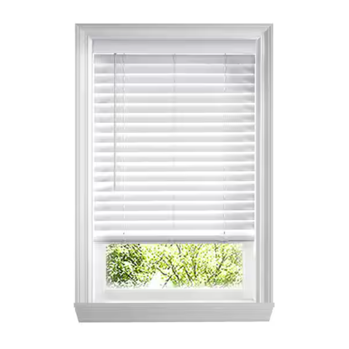 Home Decorators Collection White Cordless Faux Wood Blinds for Windows with 2 in. Slats - 31 in. W x 48 in. L (Actual Size 30.5 in. W x 48 in. L)