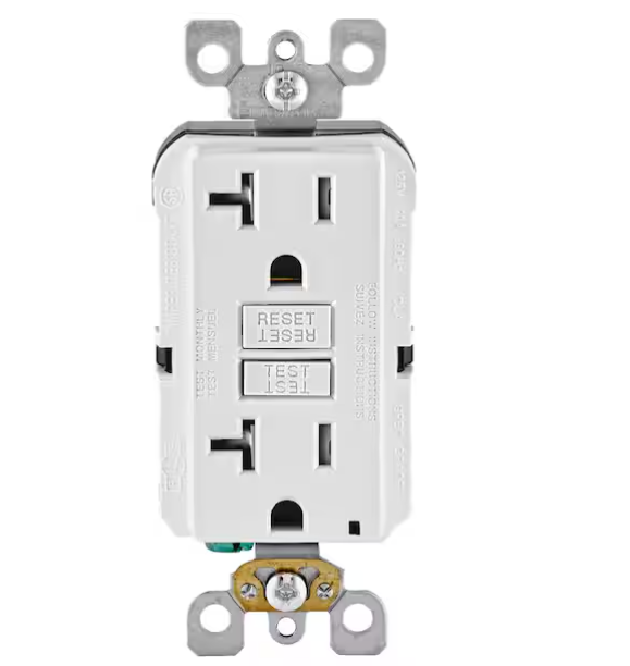Leviton 20 Amp 125-Volt Duplex SmarTest Self-Test SmartlockPro Tamper Resistant GFCI Outlet, White GFTR2-KW