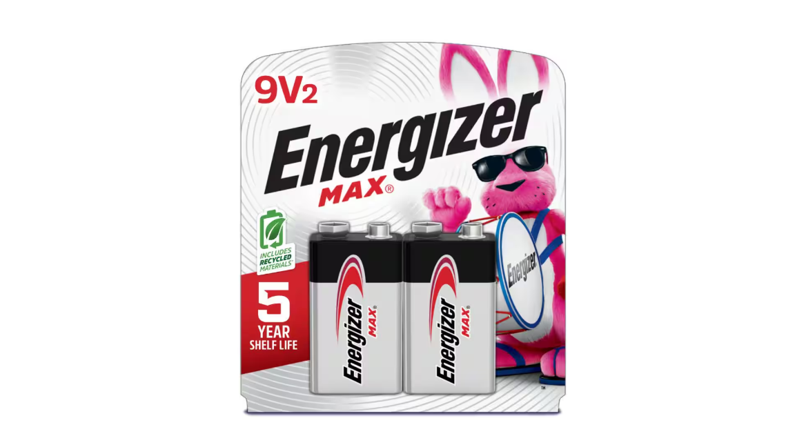 Energizer MAX 9V Batteries (2-Pack), 9-Volt Alkaline Batteries
