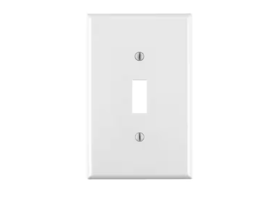 Leviton 1-Gang White Toggle Nylon Midway/Midsize Wall Plate (1-Pack) PJ1-W