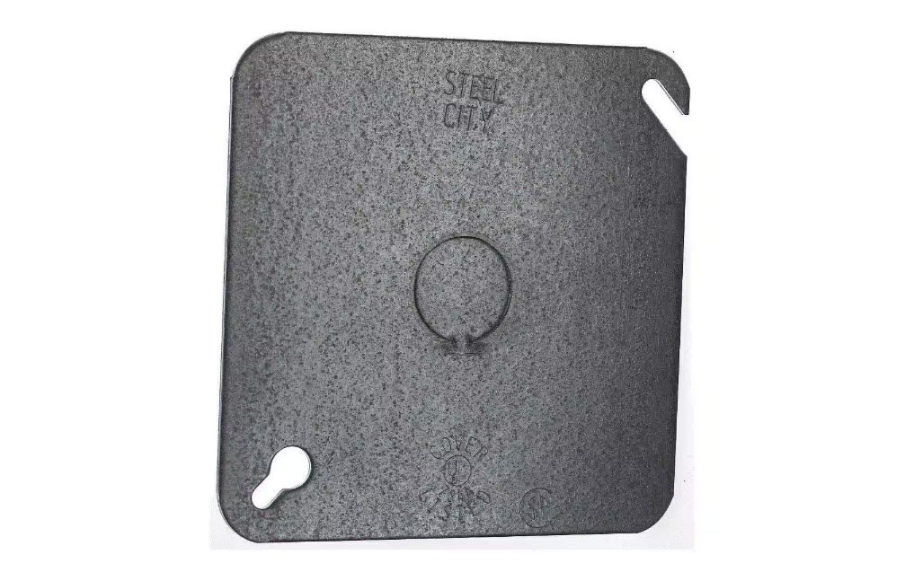 Steel City 4 in. Flat Metallic Square Cover with 1/2 in. Knockout (52C6-50R)