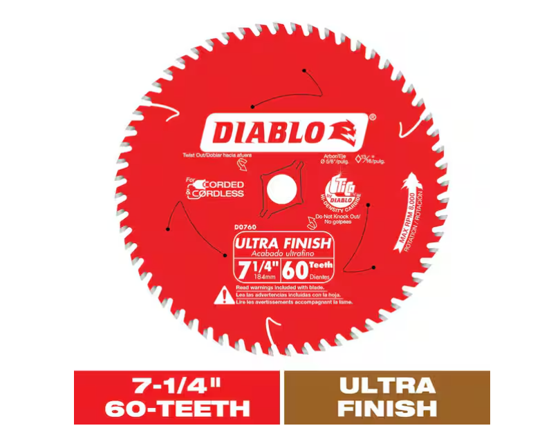 DIABLO 7-1/4in. x 60-Tooth Ultra Finish Circular Saw Blade for Wood