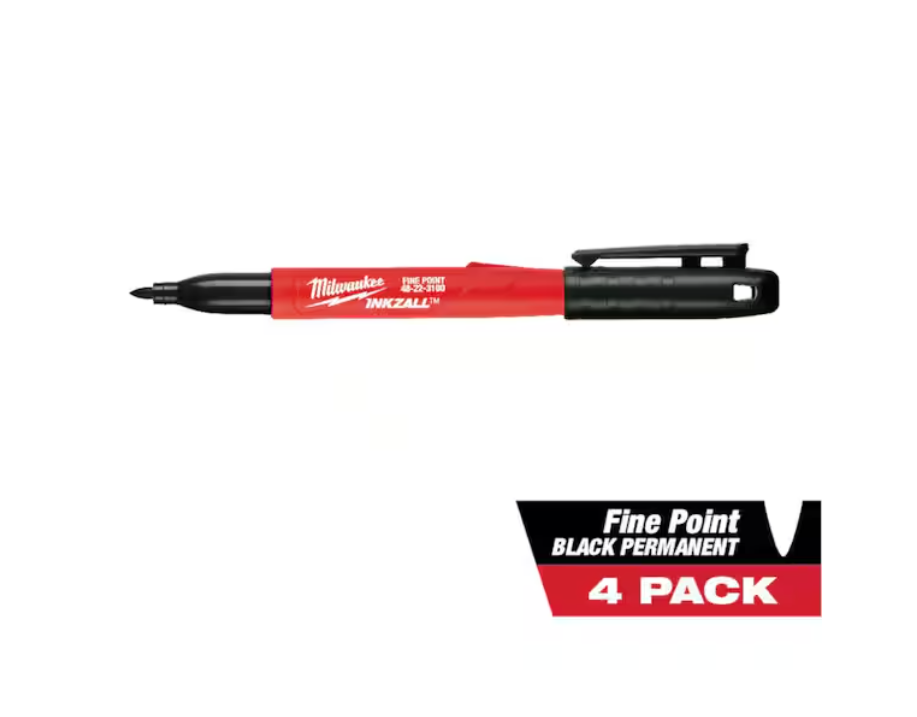 Milwaukee INKZALL Black Fine Point Jobsite Permanent Marker (4-Pack)