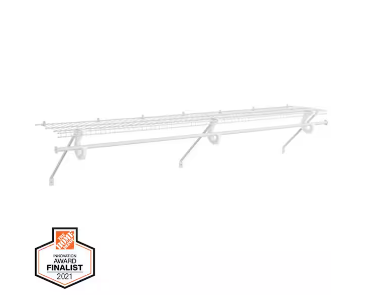 Everbilt 72 in. W to 72.82 in. W x 12 in. White Fixed Mount Kit with Closet Rod Adjustable Wire Closet System