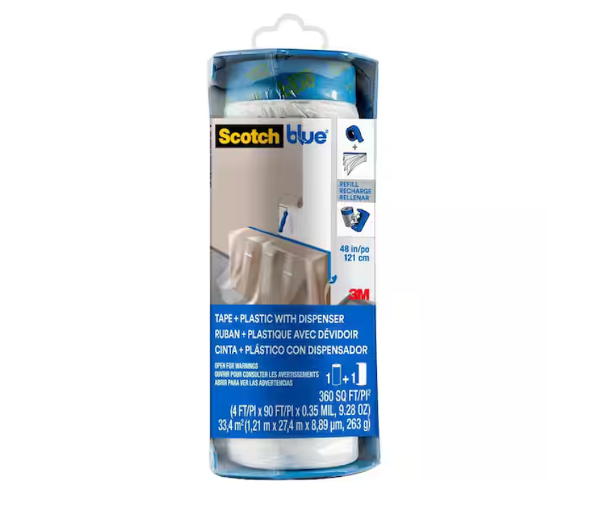 3M ScotchBlue 4 ft. x 90 ft. Clear Pre-Taped Painter's Plastic Sheeting