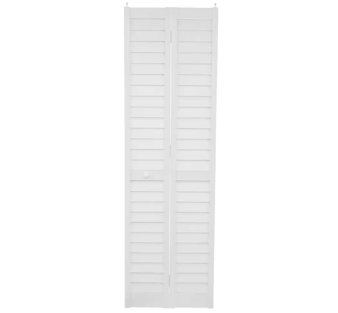 Home Fashion Technologies 24 in. x 80 in. 3 in. Louver/Louver White PVC Composite Interior Closet Bi-Fold Door