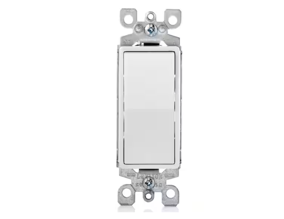 Leviton 15 Amp 120/277 Volt 3-Way Antimicrobial Treated Decora Rocker Switch, White 5603-2AW