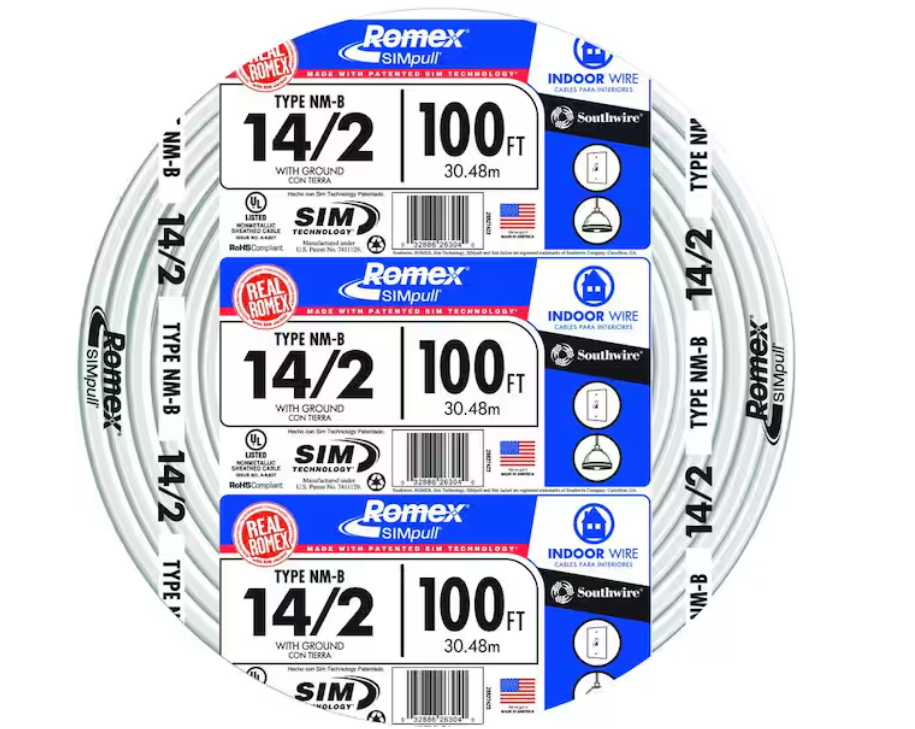 Southwire 100 ft. 14/2 Solid Romex SIMpull CU NM-B W/G Wire