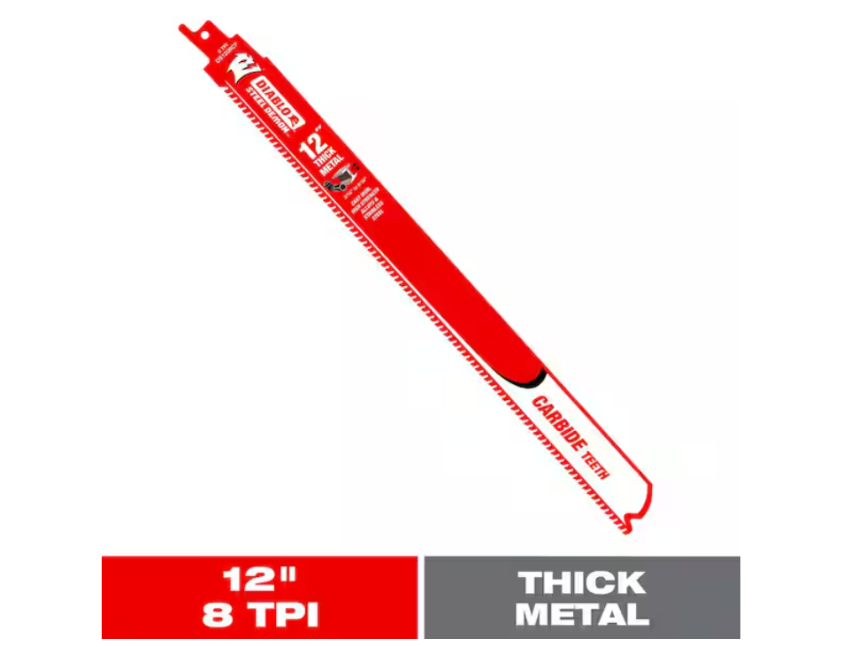 DIABLO 12 in. 8 TPI Steel Demon Carbide Reciprocating Saw Blade for Thick Metal Cutting