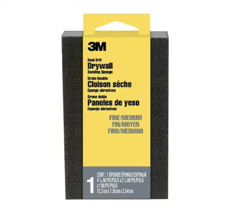 3M 2 7/8 in. x 4 7/8 in. x 1 in. Dual Grit Fine/Medium Drywall Sanding Sponge