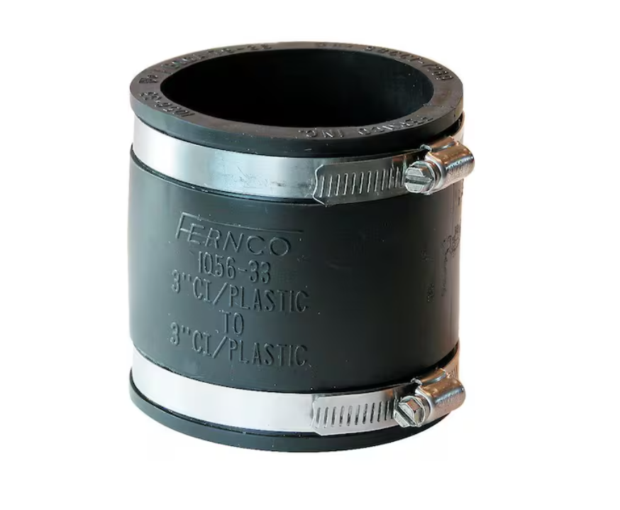 Fernco 3 in. x 3 in. PVC DWV Mechanical Flexible Coupling
