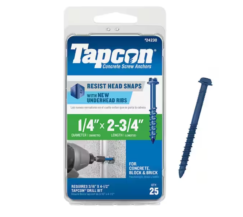 Tapcon 1/4 in. x 2-3/4 in. Hex-Washer-Head Concrete Anchors (25-Piece)