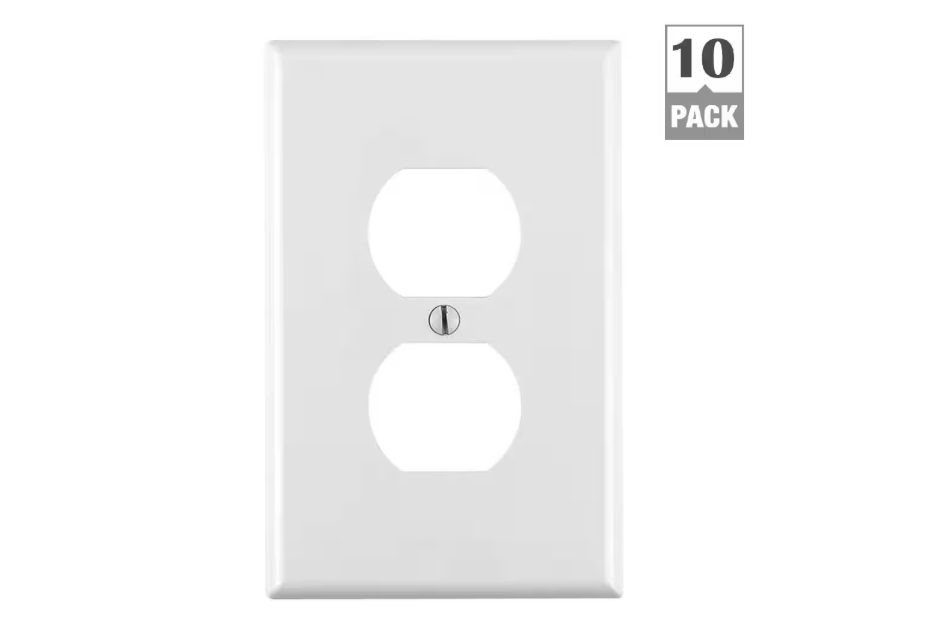 Leviton 1-Gang White Duplex Outlet/Receptacle Nylon Midway/Midsize Wall Plate (10-Pack) PJ8-WM