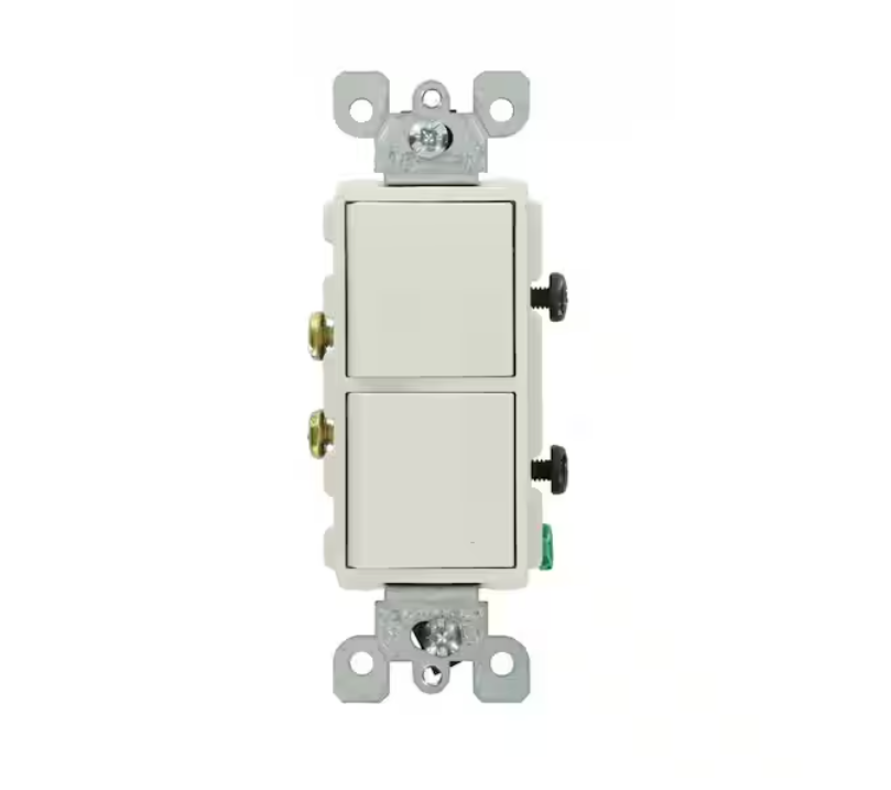 Leviton Decora 15 Amp Single Pole Dual Switch, White 5634-WS