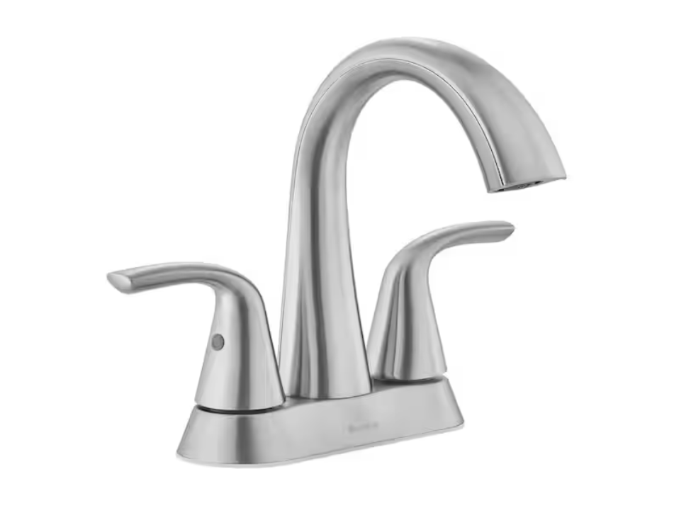 Glacier Bay Irena 4 in. Center set Double-Handle High-Arc Bathroom Faucet in Brushed Nickel