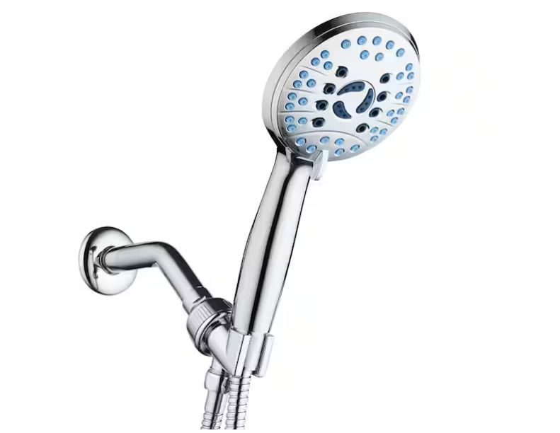 8-Spray Patterns 2.5 GPM 4.5 in. Wall Mounted Dual Shower Head and Adjustable Pressure Hand Shower in Silver
