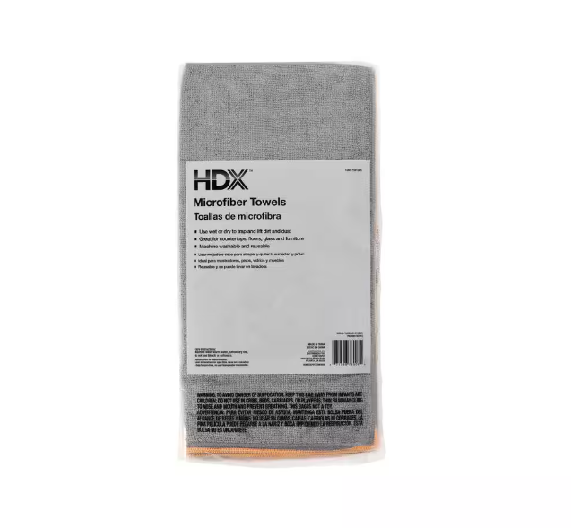 HDX 16 in. x 16 in. Multi-Purpose Microfiber Towel (24-Pack)