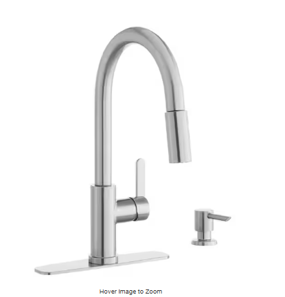 Paulina Single-Handle Pull-Down Sprayer Kitchen Faucet with TurboSpray, FastMount, Soap Dispenser in Stainless Steel