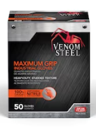 Venom Steel Heavy Duty One size fits all 50 -Count Textured -Grip Nitrile Disposable Cleaning Gloves 25 Pairs