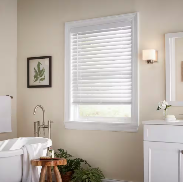 Home Decorators Collection White Cordless Faux Wood Blinds for Windows with 2 in. Slats - 36 in. W x 48 in. L (Actual Size 35.5 in. W x 48 in. L