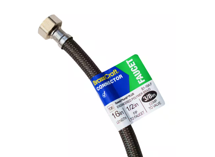 3/8 in. Compression x 1/2 in. FIP x 16 in. Braided Polymer Faucet Supply Line