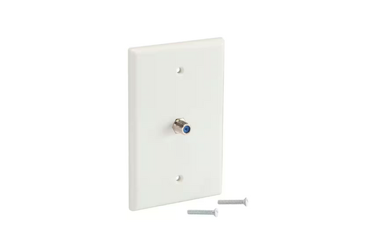 Commercial Electric 1-Gang Midway CATV Wall Plate, White 40539-MW