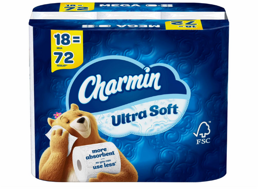 CHARMINUltra-Soft Smooth Tear Toilet Paper Rolls (18 Mega Plus Rolls)
