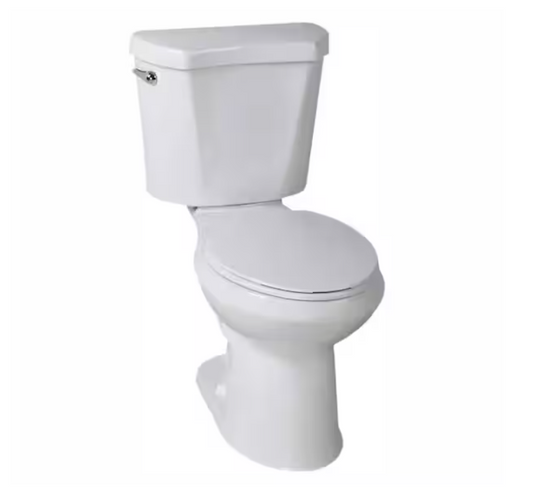 Glacier Bay 12 inch Rough In Two-Piece 1.28 GPF Single Flush Elongated Toilet in White Seat Included