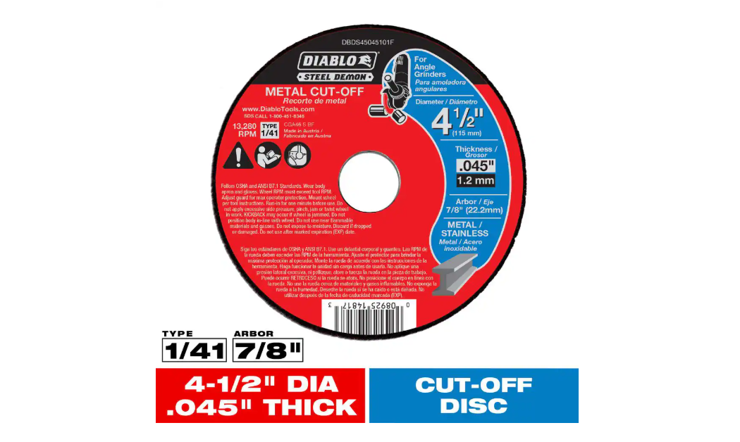 DIABLO Steel Demon 4-1/2 in. x 0.045 in. x 7/8 in. Metal Cut Off Type 1