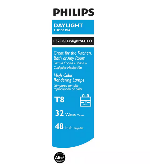 Philips 32-Watt 4 ft. Linear T8 Type A Fluorescent Tube Light Bulb Natural Daylight (5000K) (10-Pack)