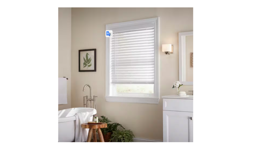 Home Decorators Collection White Cordless Faux Wood Blinds for Windows with 2 in. Slats - 35 in. W x 64 in. L (Actual Size 34.5 in. W x 64 in. L)