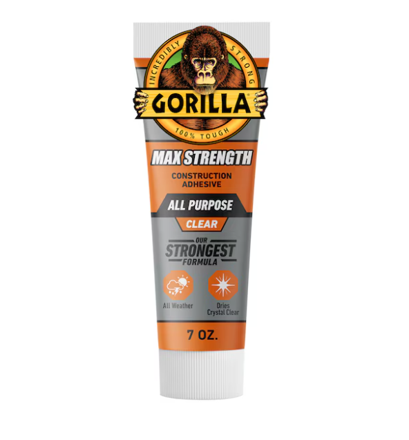 Gorilla Max Strength Polymer-based Clear Multi-use Interior/Exterior Construction Adhesive ( 7-fl oz Fluid Oz)
