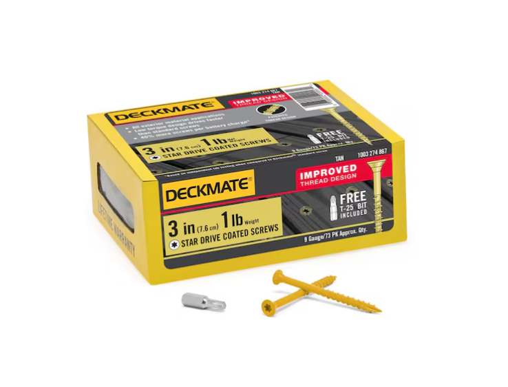 DECKMATE #9 x 3 in. Tan Star Flat-Head Wood Deck Screw (1 lb. / 73-Piece)
