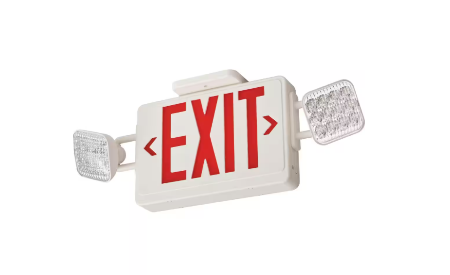 Lithonia Lighting Contractor Select ECRG SQ 20-Watt Equivalent 120-Volt/277-Volt Integrated LED White Exit/Emergency Combo Unit