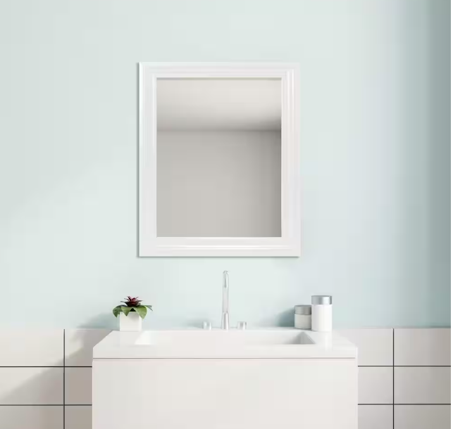 Glacier Bay 23.5 in. W x 28.5 in. H Rectangular PS Framed Wall Bathroom Vanity Mirror in White (Screws Not Included)
