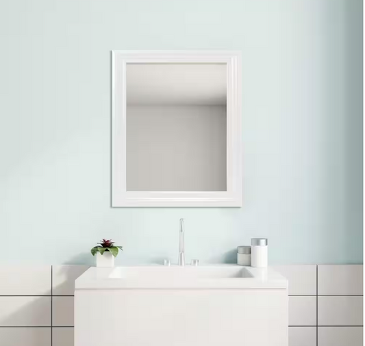 Glacier Bay 23.5 in. W x 28.5 in. H Rectangular PS Framed Wall Bathroom Vanity Mirror in White (Screws Not Included)