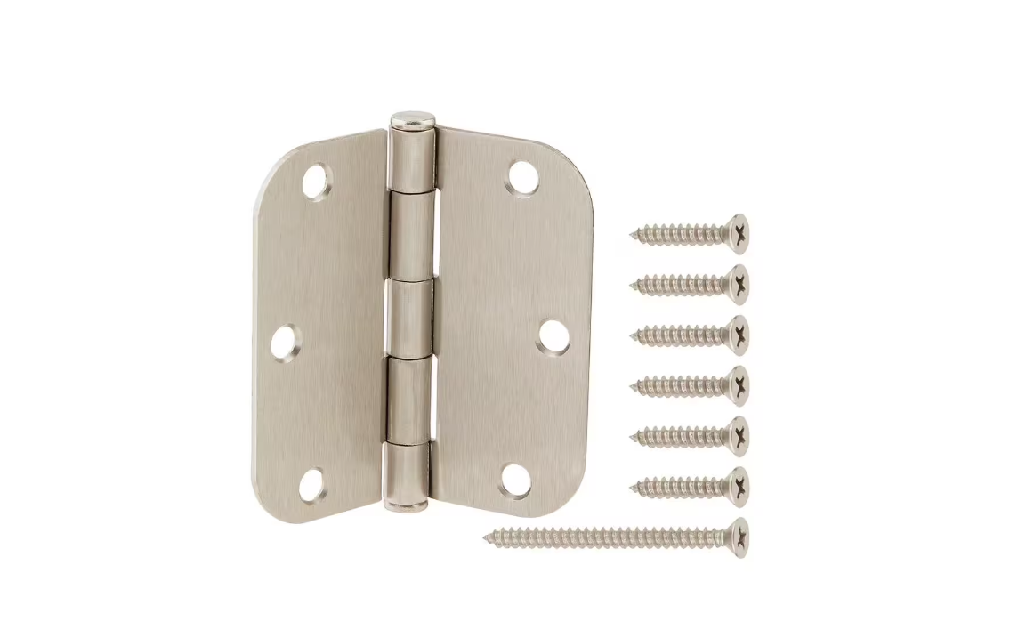 Everbilt 3-1/2 in. x 5/8 in. Radius Satin Nickel Squeak-Free Door Butt Hinge